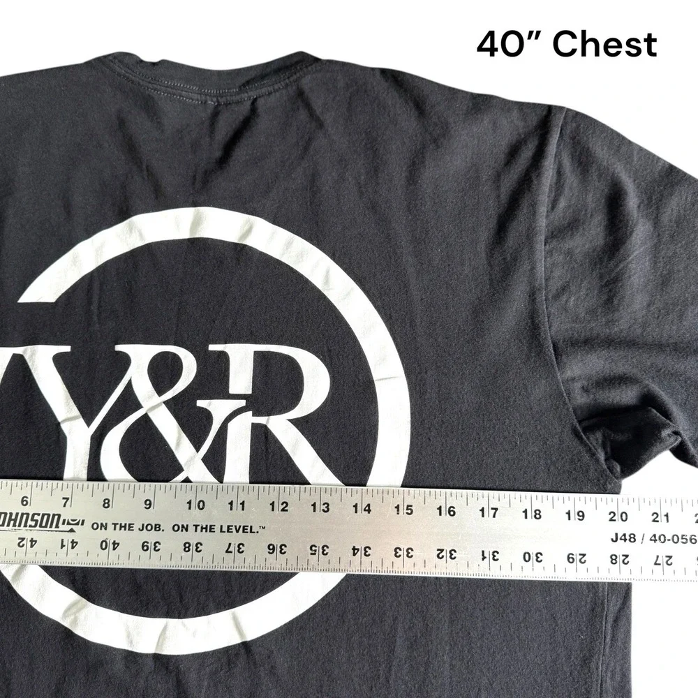 Y&R Young & Reckless Short Sleeve T-Shirt Black Street Logo 100% Cotton Size L‎